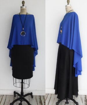 Azure Elegance Cape Blouse