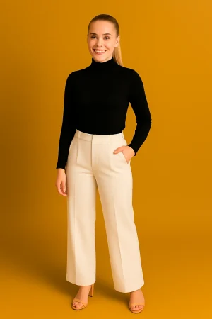 Classic black turtleneck top with silky drape lightweight